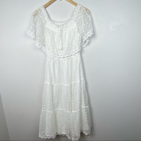 New Cupcakes Cashmere Contessa White Dress Size XS Midi Marshmallow Shopbop Boho - Picture 4 of 12